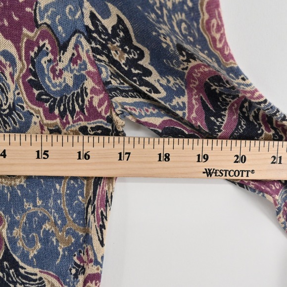 Ralph Lauren Womens Paisley Silk Top Size S Long Sleeve Boat Neck Comfort LRL - Picture 3 of 12